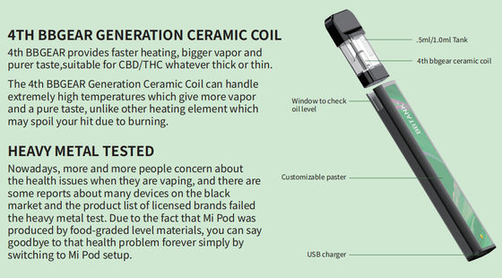 Ölpatronenhülse vape Batterie des Dampfes Wegwerf-cbd/thc des Cig -amerikanischen Marktes e Spulentechnologie-Zerstäuberhülse großer keramische